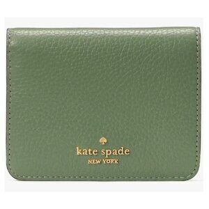 G Kate Spade Lena Small Bifold Wallet Army Green Pebbled Leather KH788 NWT $179